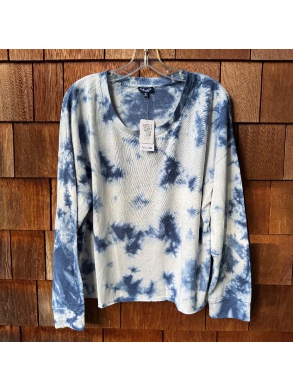 NWT Splendid Blue and White Tie Dye Sweatshirt for Anthropologie Women's X-Large - Picture 2 of 9